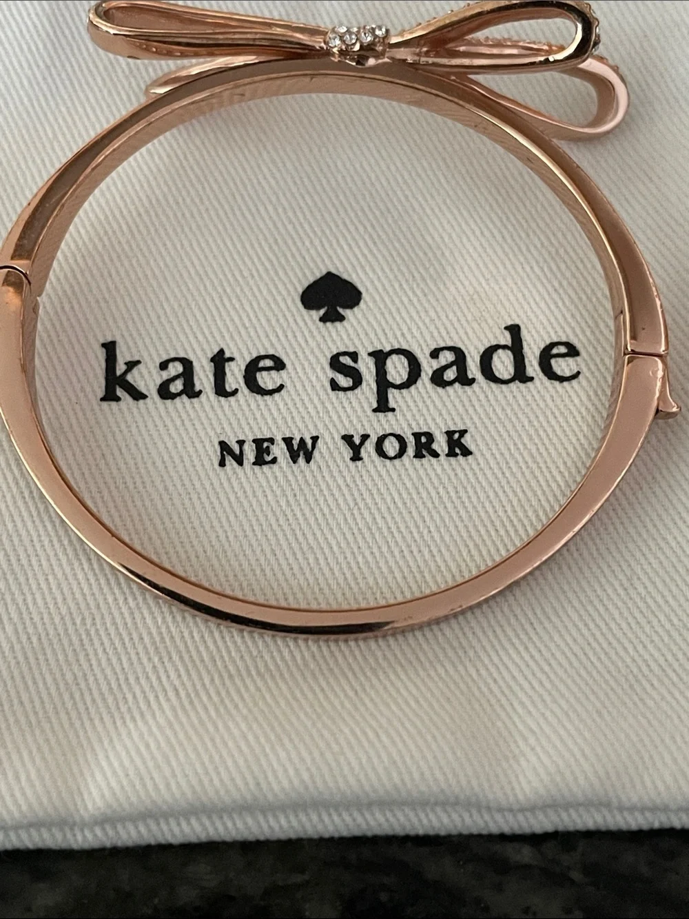 kate spade Rose Gold Bow Crystal Bangle Bracelet - Picture 4 of 5